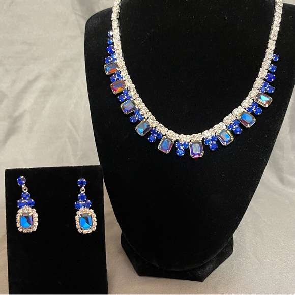 Prom/Special Occasion Necklace and Earrings, Royal Blue - Picture 3 of 16